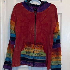 Bohemian Multicolor Women's Hooded Jacket